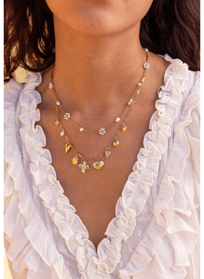 My Jewellery ketting Botanical Bloemen/Parels/Goudkleurig