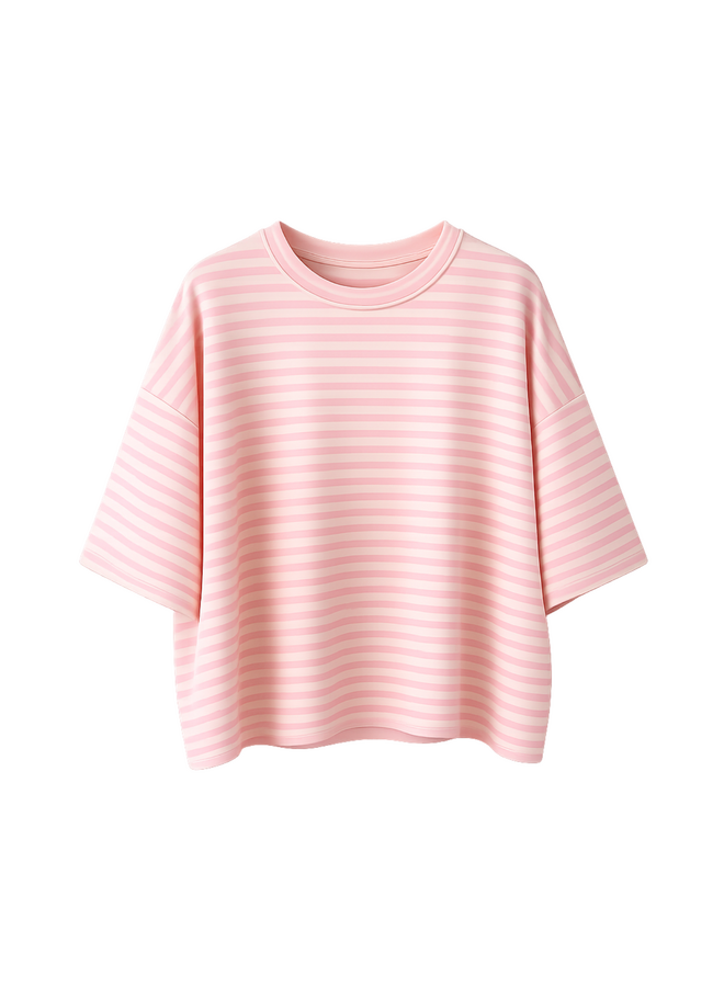 T-shirt Nowie Gestreept Lichtroze/Beige Onesize