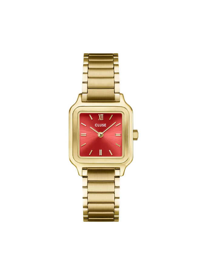 CLUSE horloge Gracieuse Petite Goudkleurig/Watermelon Red