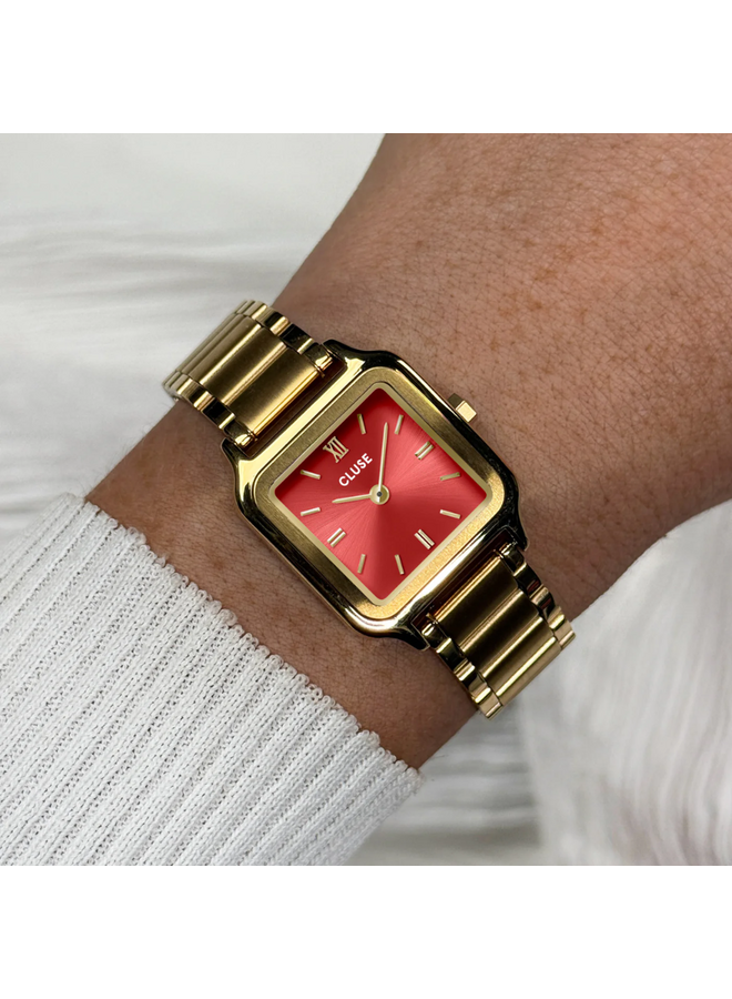 CLUSE horloge Gracieuse Petite Goudkleurig/Watermelon Red