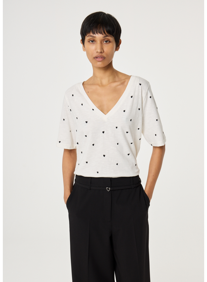 T-shirt Phil V-Neck Cosy White/Black