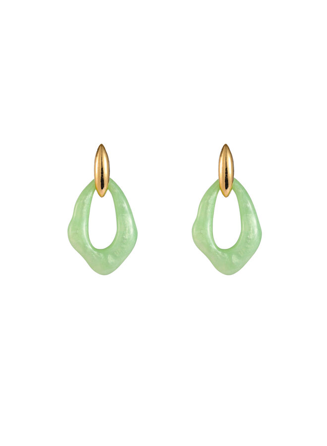 Day & Eve oorbellen E60053-2 Mintgroen/Goudkleurig