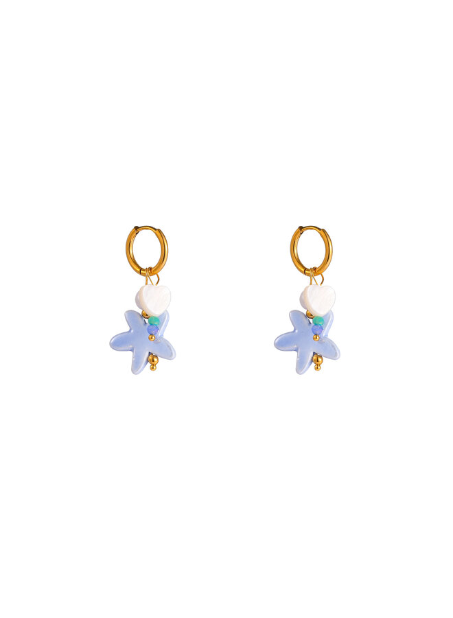 Day & Eve oorbellen E61410-2 Blauw/Goudkleurig