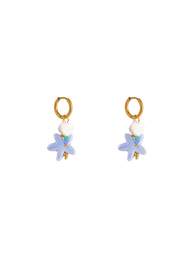 Day & Eve oorbellen E61410-2 Blauw/Goudkleurig