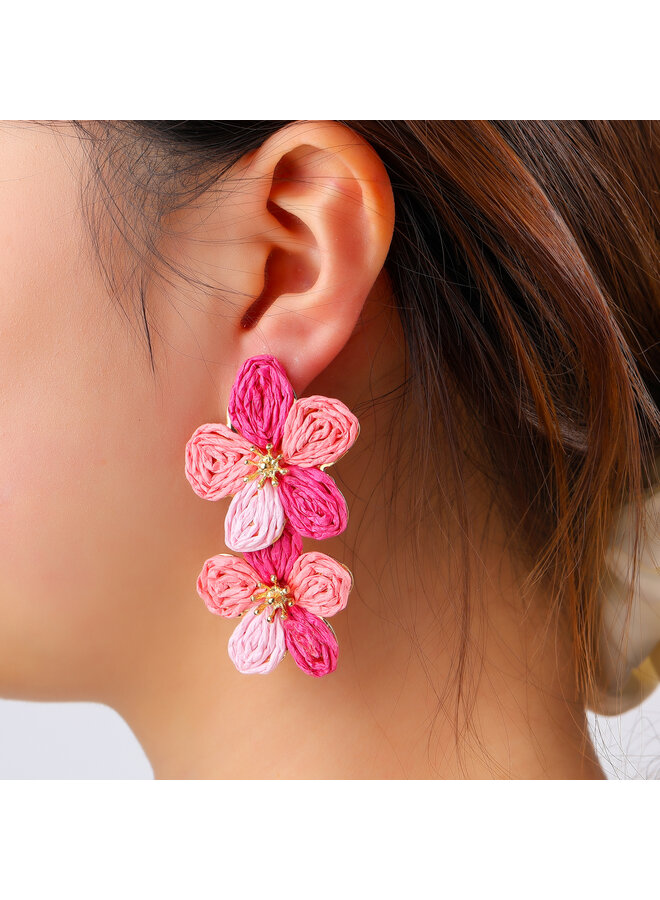 Day & Eve oorbellen E60042-3 Roze/Goudkleurig