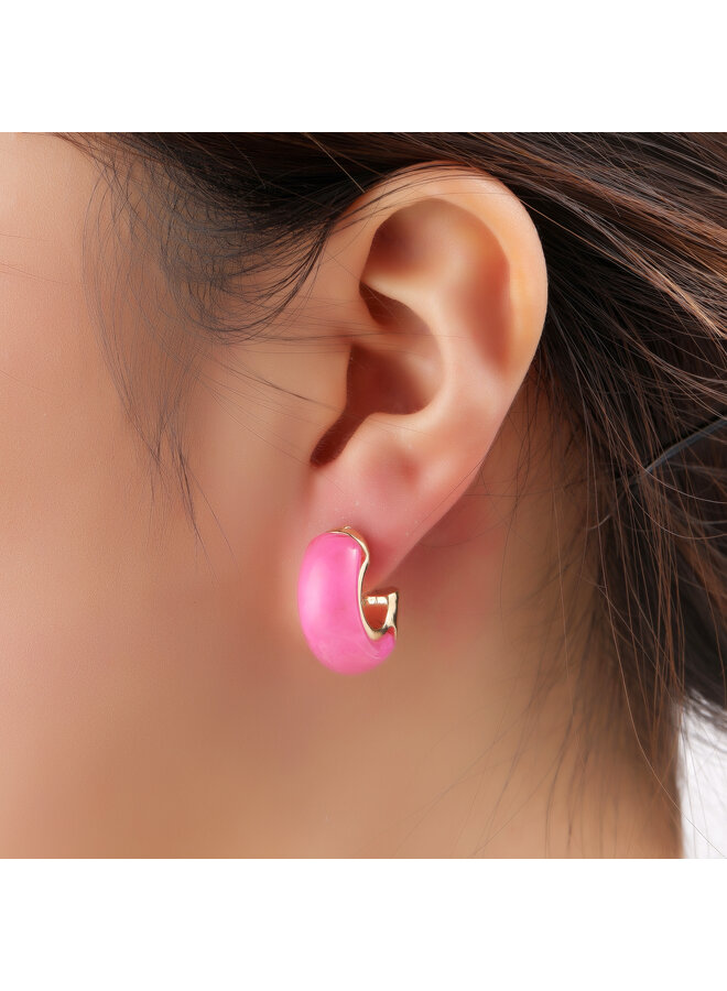 Day & Eve oorbellen E60054-3 Roze/Goudkleurig
