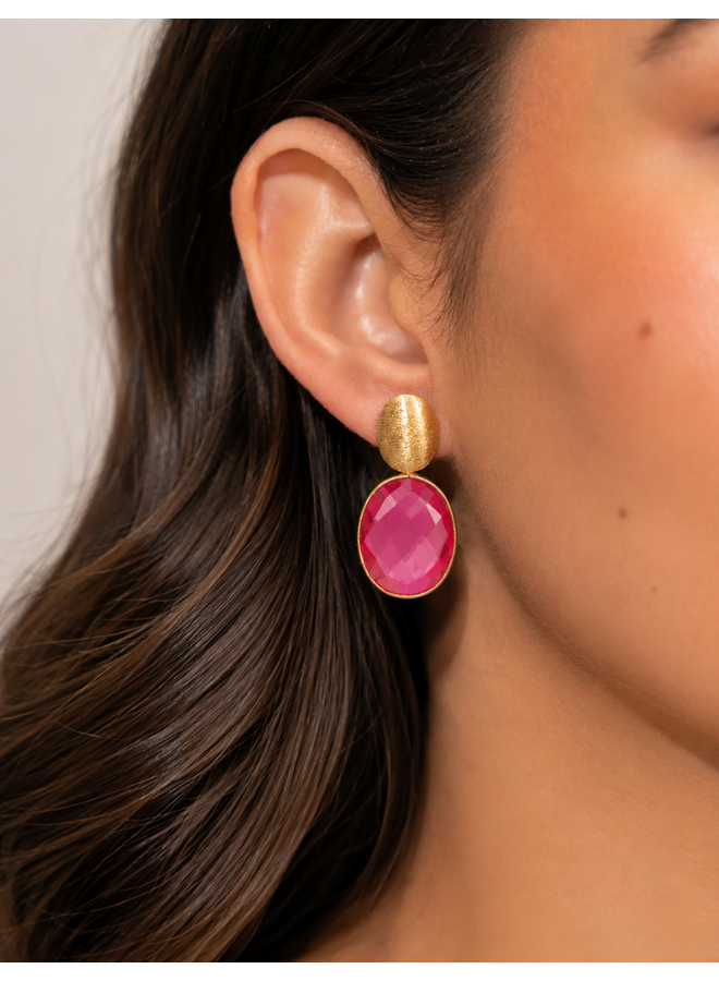 LOTT. oorbellen Giorgia S Fuchsia Roze/Goud Verguld