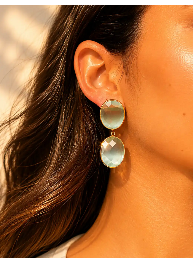 LOTT. oorbellen Camille Light Aqua/Goud Verguld