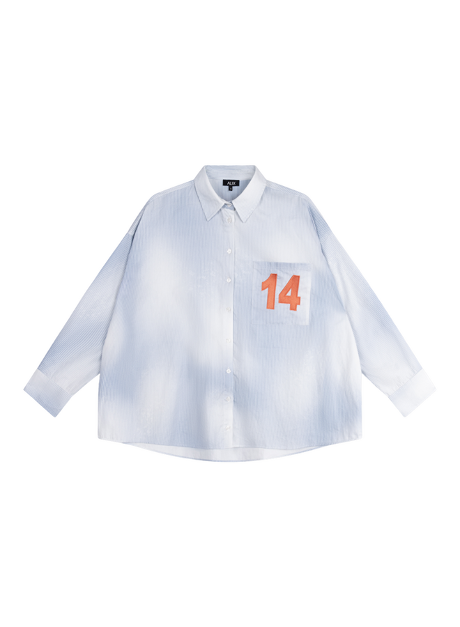 Blouse Faded Stripe Soft Blue