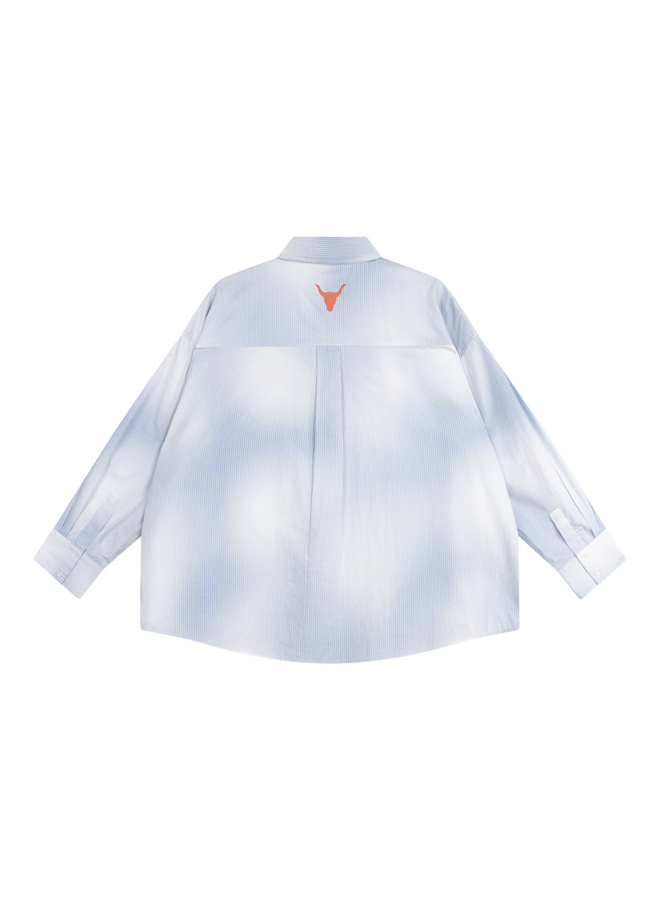 Blouse Faded Stripe Soft Blue