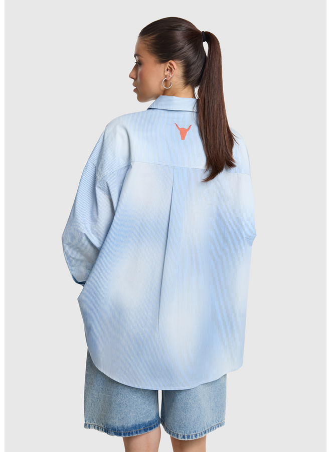 Blouse Faded Stripe Soft Blue