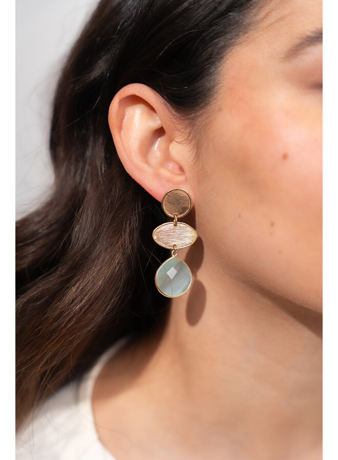 LOTT. oorbellen Camila M Light Aqua/Goud Verguld