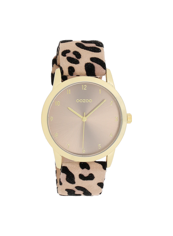 OOZOO Timepieces horloge C11372 Luipaard/Goudkleurige/Taupe