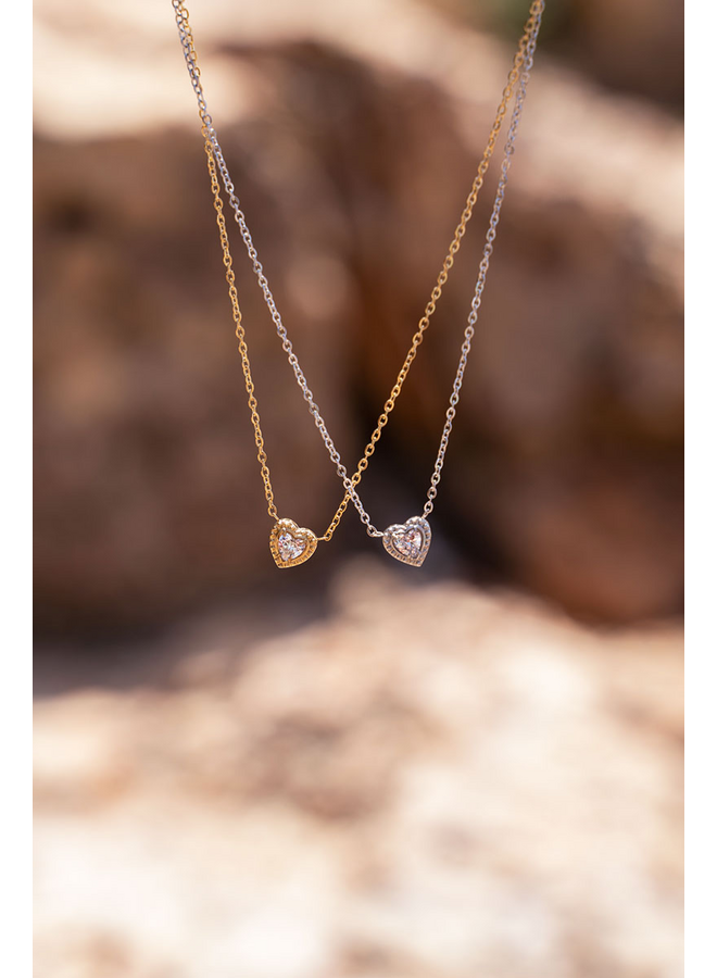My Jewellery ketting Hartje Strass Goudkleurig