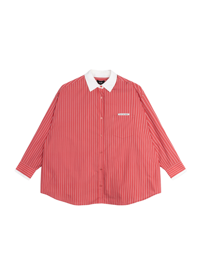 Blouse Oversized Striped Orange Red