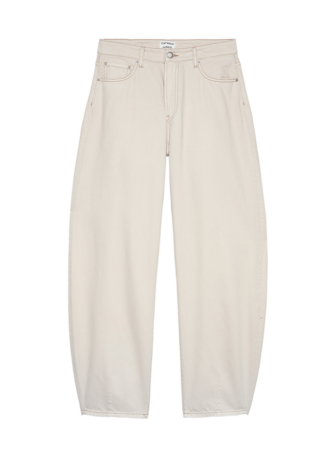 Jeans Cropped Barrel Fit Cream