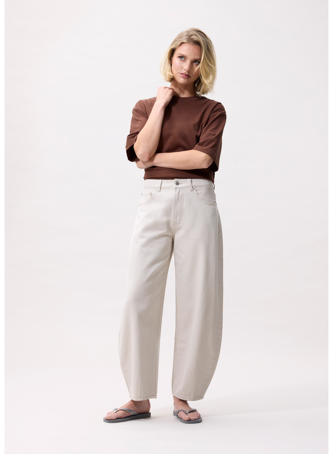 Jeans Cropped Barrel Fit Cream