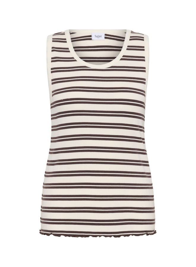 Top OlaliaSZ Chocolate Brown Ice Stripe