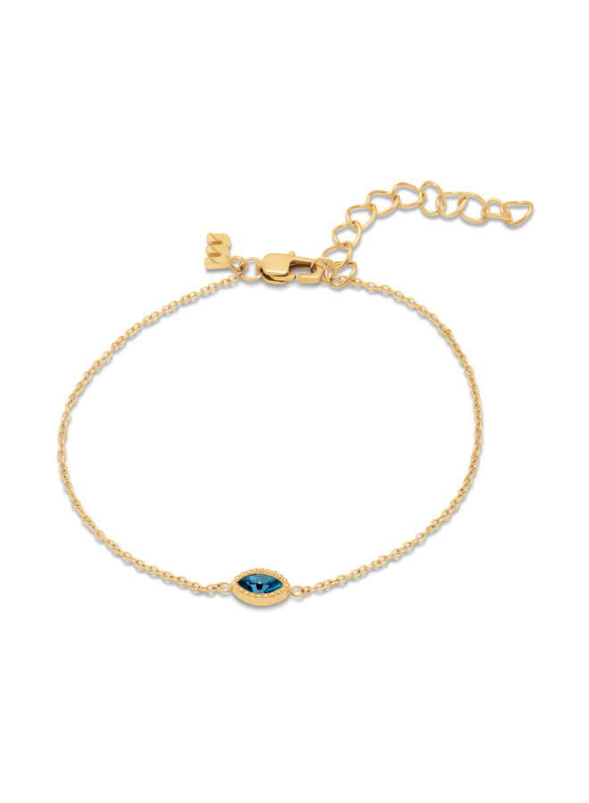 Melano Friends armband Nava Aquamarine Goudkleurig