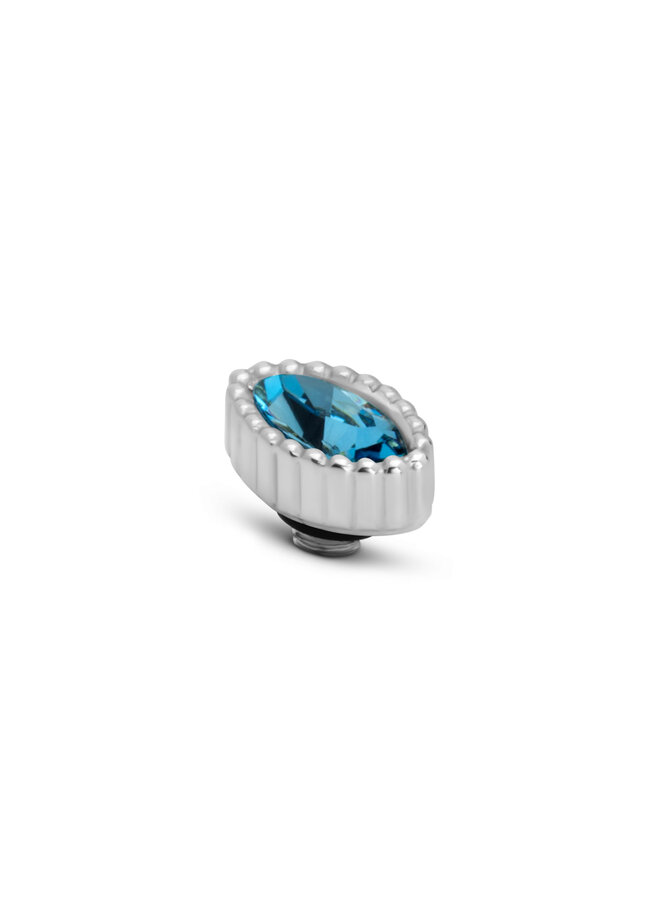 Melano Twisted meddy Navette Aquamarine Zilverkleurig