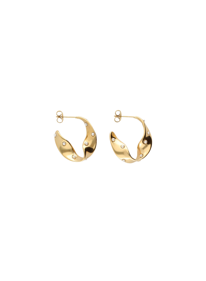 My Jewellery oorbellen Swirl Parels Goudkleurig