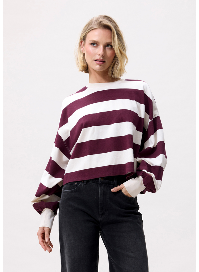 Sweater Oversized Stripe Merlot