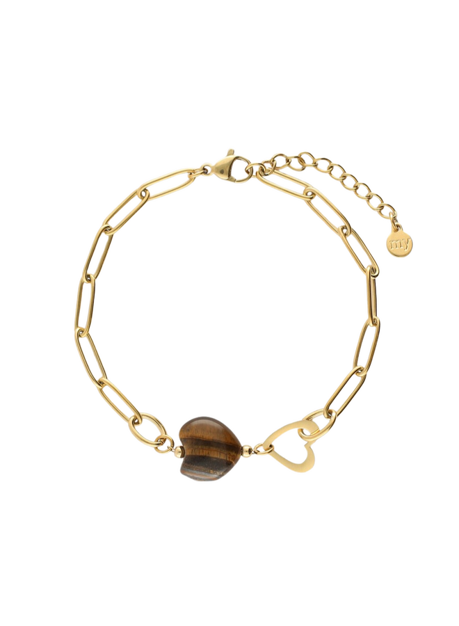 My Jewellery armband Sunrocks Hart Bruin/Goudkleurig