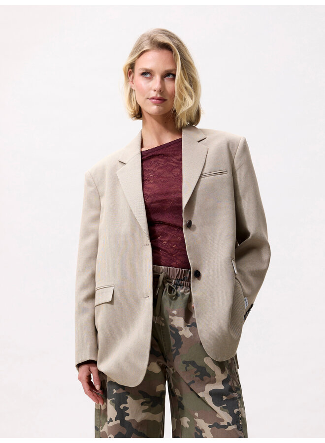 Blazer Oversized Check Coffee Bean