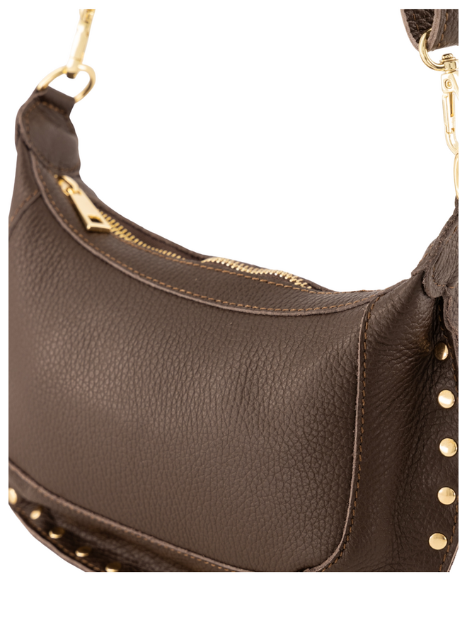 Jewelz tas Monica Classic Grain Donkerbruin/Goudkleurig