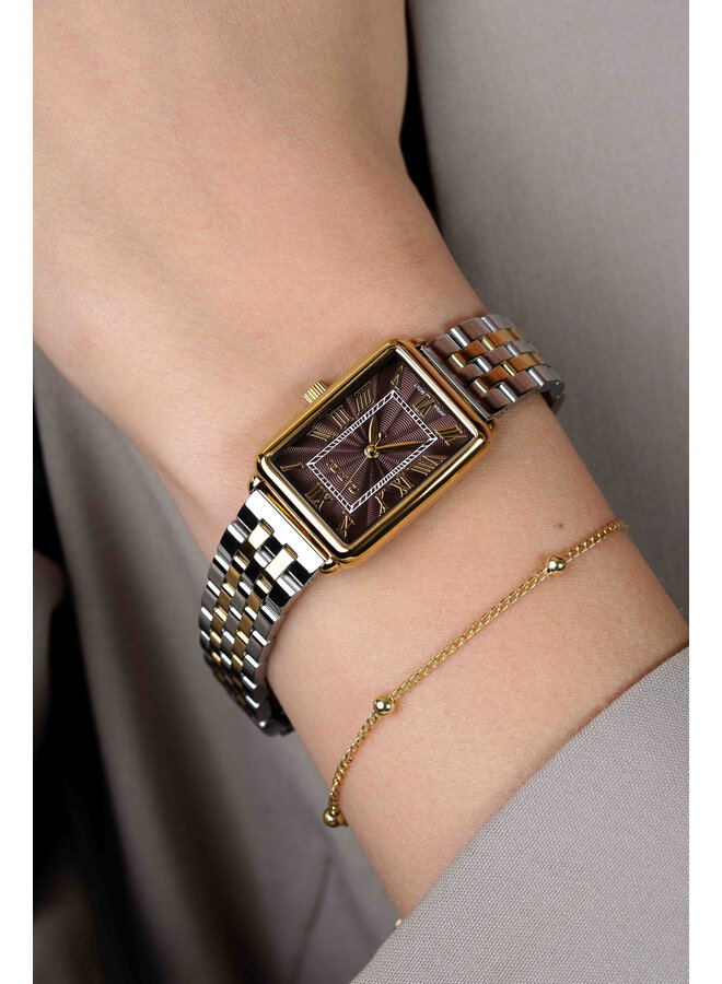 Zinzi horloge Elegance ZIW1936 Zilver-/Goudkleurig/Bruin