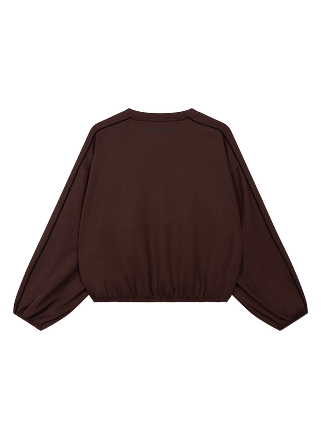 Sweater Knitted Piping Warm Brown