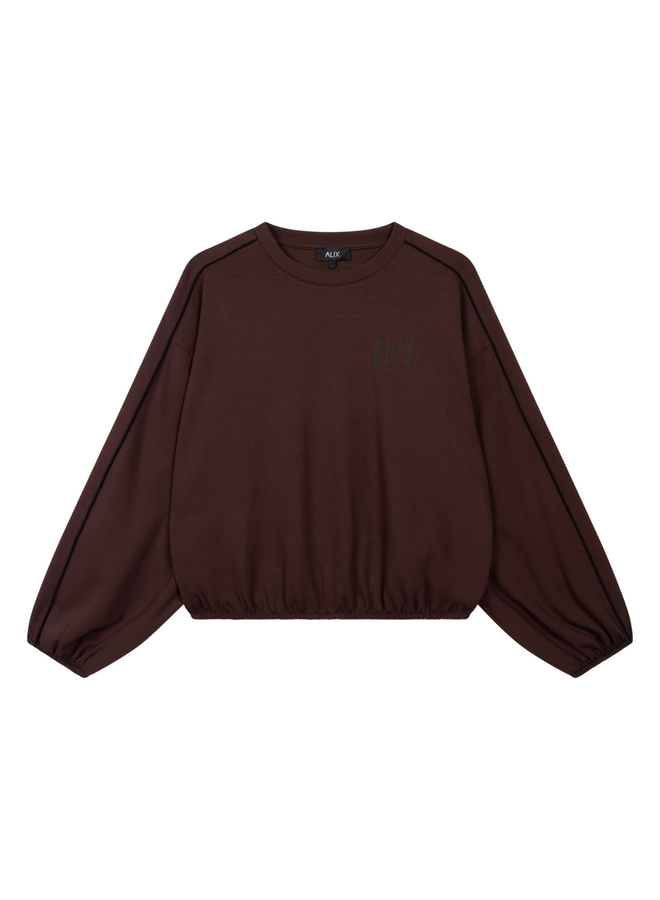 Sweater Knitted Piping Warm Brown