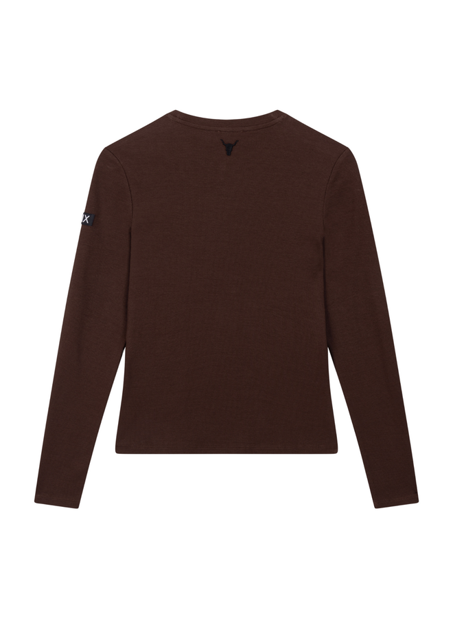 Top Knitted Rib Warm Brown