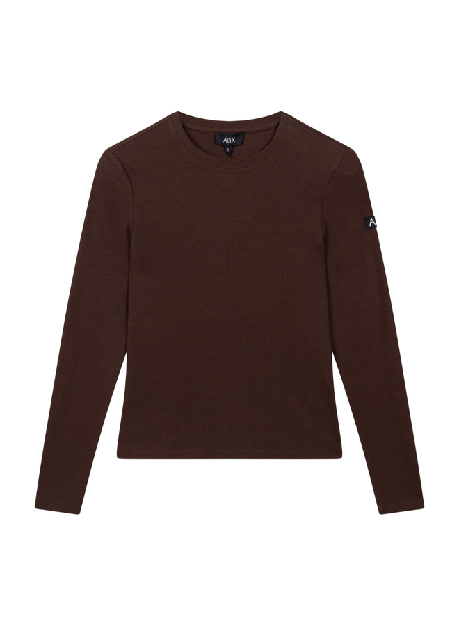 Top Knitted Rib Warm Brown