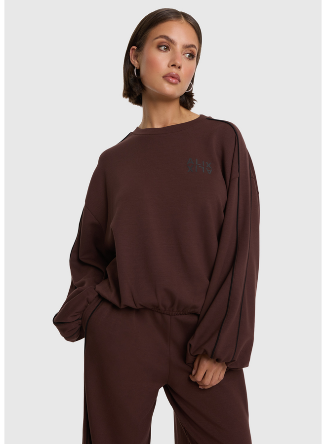 Sweater Knitted Piping Warm Brown