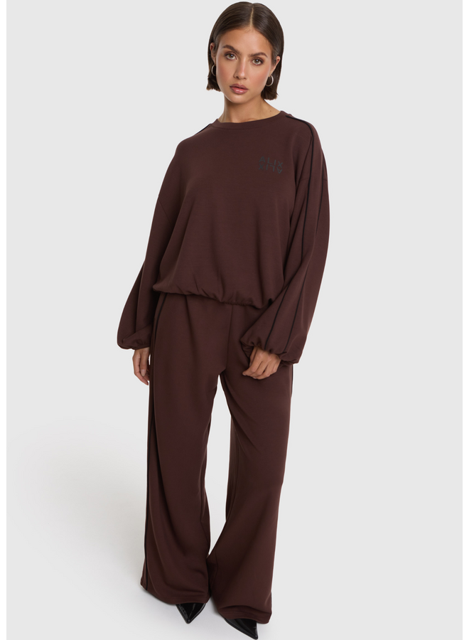 Sweater Knitted Piping Warm Brown