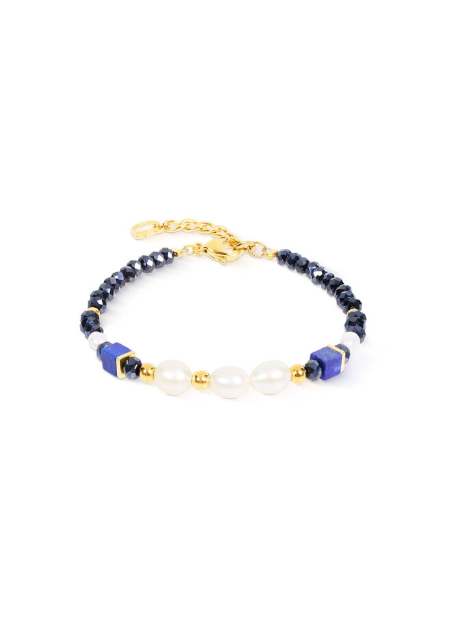 COEUR de LION armband 1135/0700 Blauw/Goud Verguld
