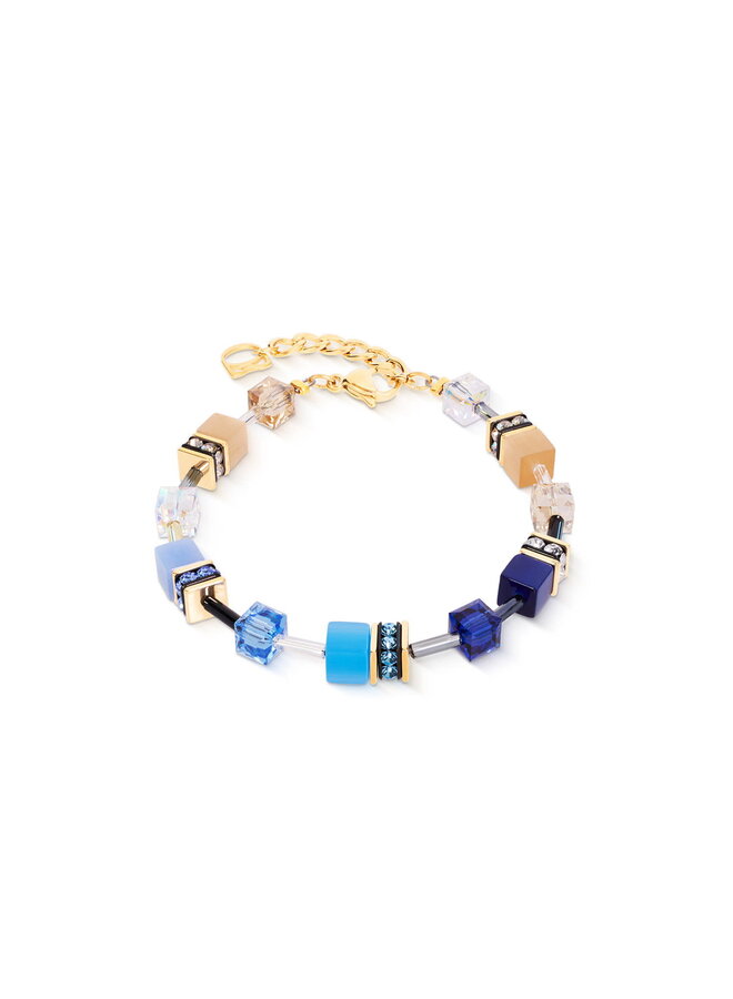 COEUR de LION armband 2838/1007 Beige/Blauw/Goud Verguld