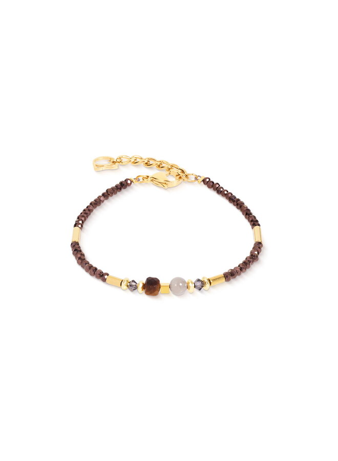 COEUR de LION armband 3048/1116 Bruin/Goud Verguld