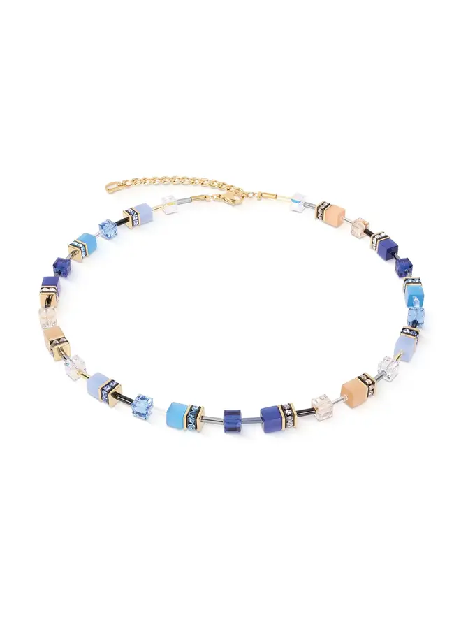 COEUR de LION ketting 2838/1007 Beige/Blauw/Goud Verguld