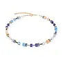 COEUR de LION ketting 2838/1007 Beige/Blauw/Goud Verguld