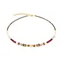 COEUR de LION ketting 3041/0310 Rood/Beige/Goud Verguld