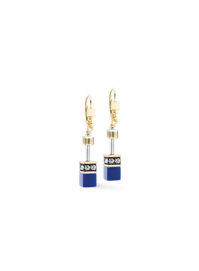 COEUR de LION oorbellen 2838/1007 Beige/Blauw/Goud Verguld