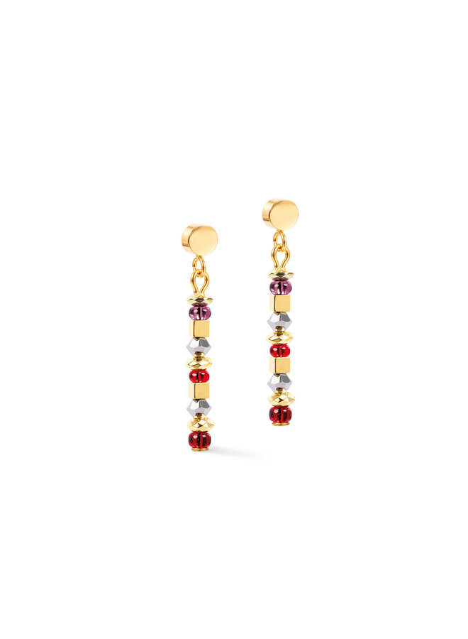COEUR de LION oorbellen 4359/1103 Bruin/Rood/Goud Verguld