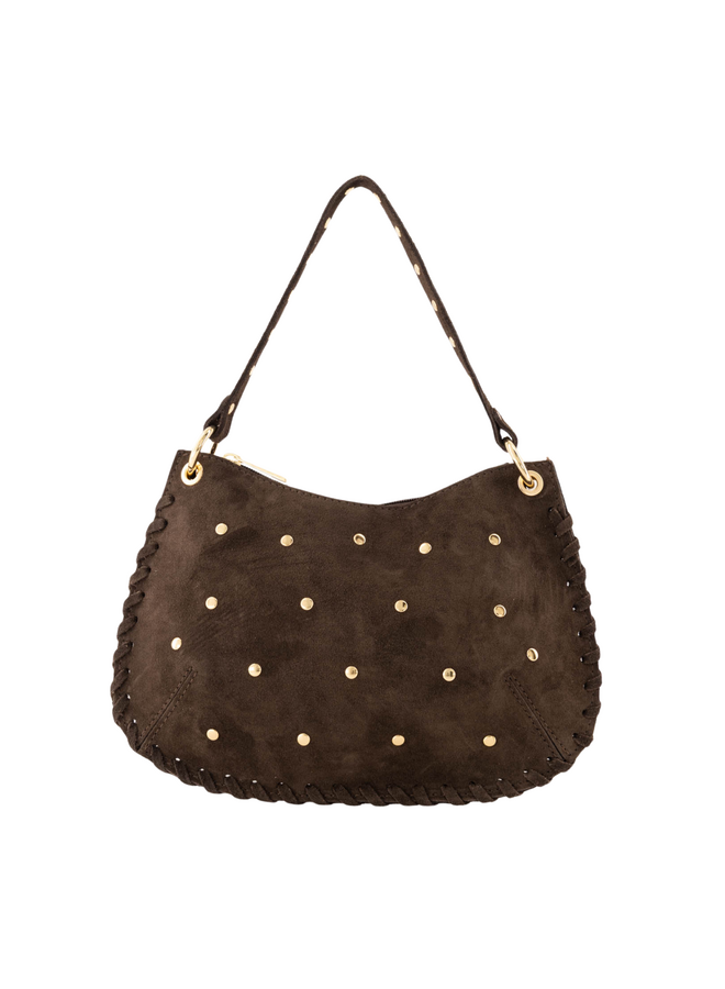 Jewelz tas Casey Suède Donkerbruin/Goudkleurig