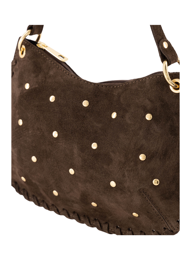 Jewelz tas Casey Suède Donkerbruin/Goudkleurig