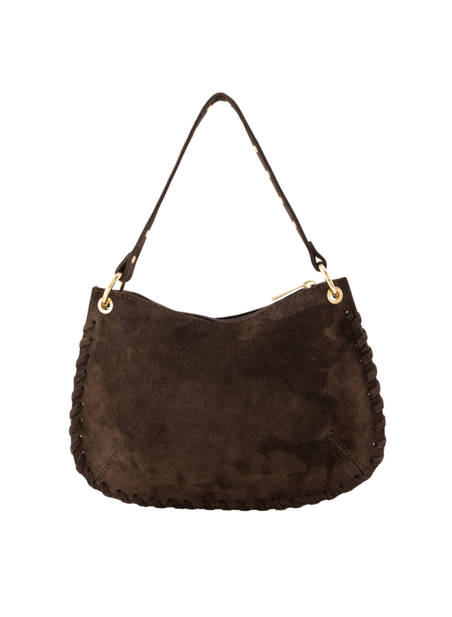 Jewelz tas Casey Suède Donkerbruin/Goudkleurig