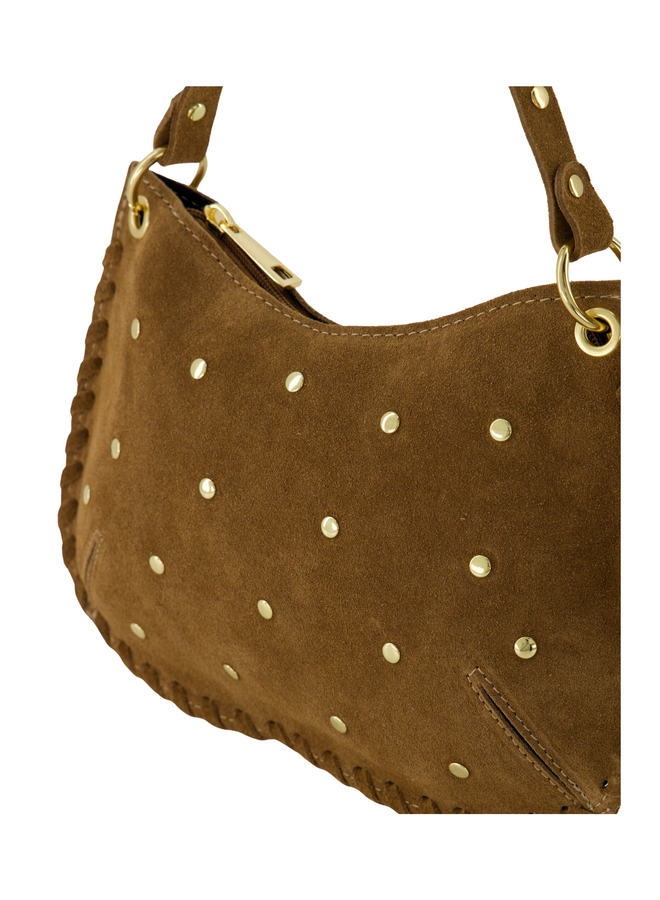 Jewelz tas Casey Suède Taupe/Goudkleurig