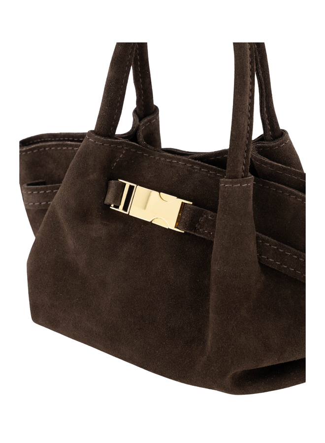 Jewelz tas Leonie Suède Donkerbruin/Goudkleurig