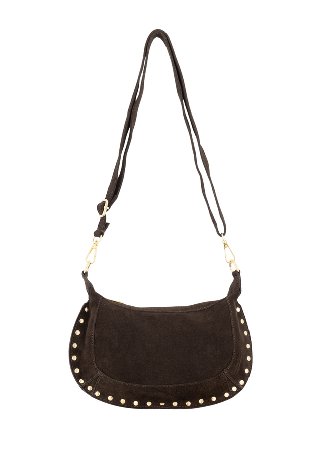 Jewelz tas Monica Suède Donkerbruin/Goudkleurig